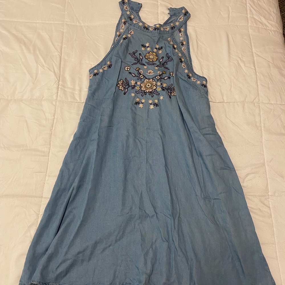 Denim Dress with Florals